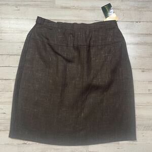 harve benard Brown Tobacco 100% Linen Short Skirt SZ 12 C101972